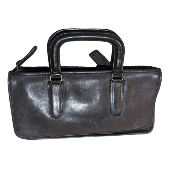 Vintage COACH NYC Bonnie Cashin Black Leather Slim Satchel Bag - Picture 2 of 8